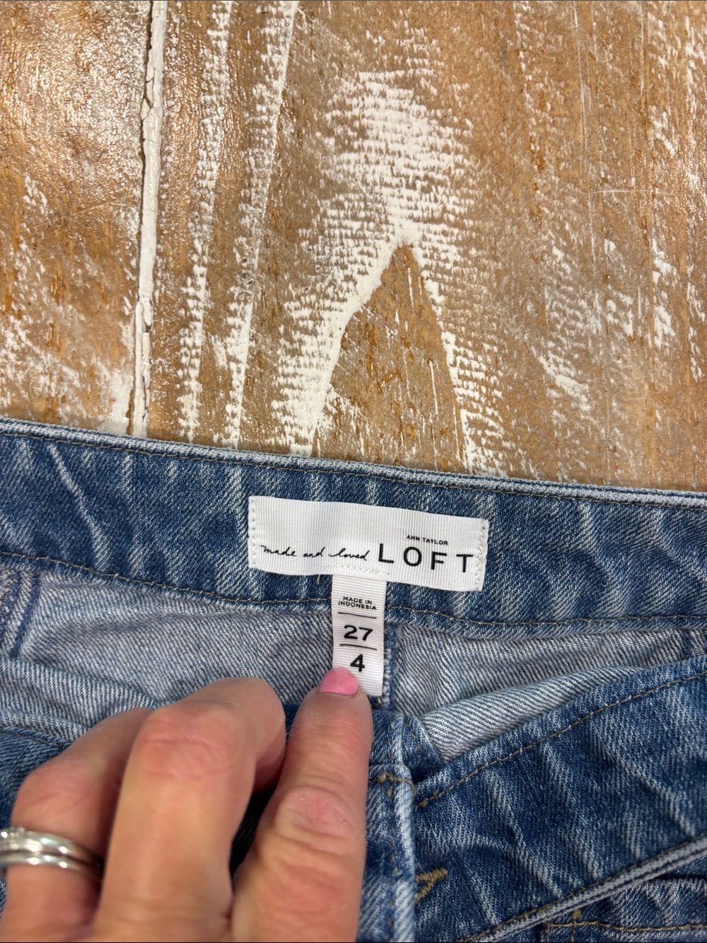 LOFT Button-Front Blue Denim Skirt - Picture 3 of 6